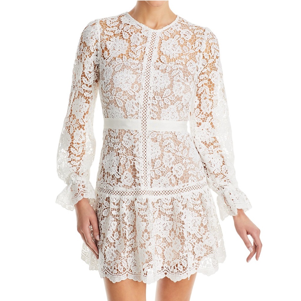 AQUA LACE TIERED MINI DRESS
